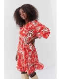 Rochie aerisita cu imprimeu floral, albastru floarea de colt FG637 - Magazin online - Boutique